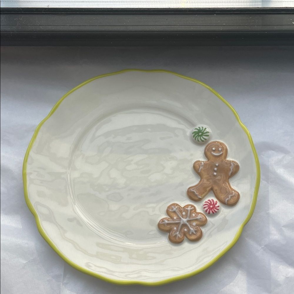 ❤️ NWT ANTHROPOLOGIE Stoneware Plate with Gingerbread Design | NWT - Picture 3 of 7